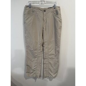 Kuhl Tan Cargo Drawstring Ruched Capri Pants Women's Size 10 Outdoor Travel